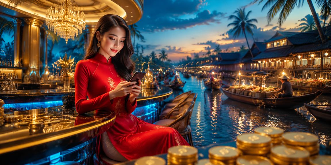 Người phụ nữ mặc áo dài tại Cần Thơ chơi baccarat trực tuyến và kiểm tra voucher g60