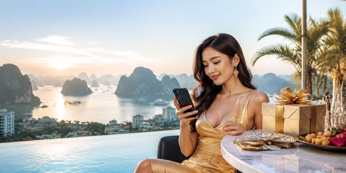 Người dùng Việt Nam trải nghiệm casino mobile trên vịnh Hạ Long