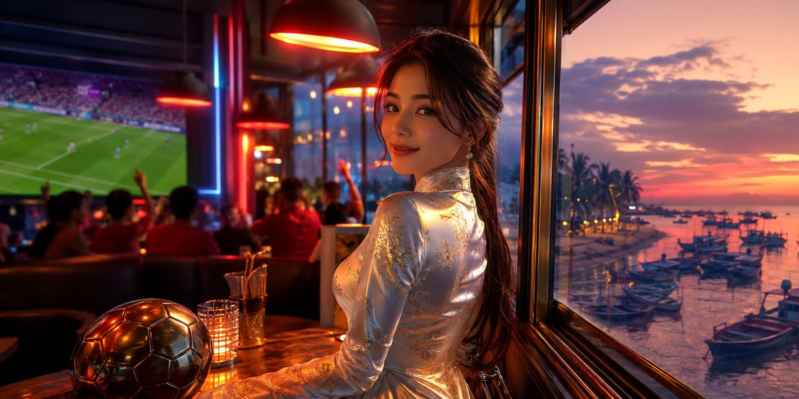 Người phụ nữ mặc áo dài tại Mũi Né theo dõi bóng đá và đặt cược trực tuyến trên g60
