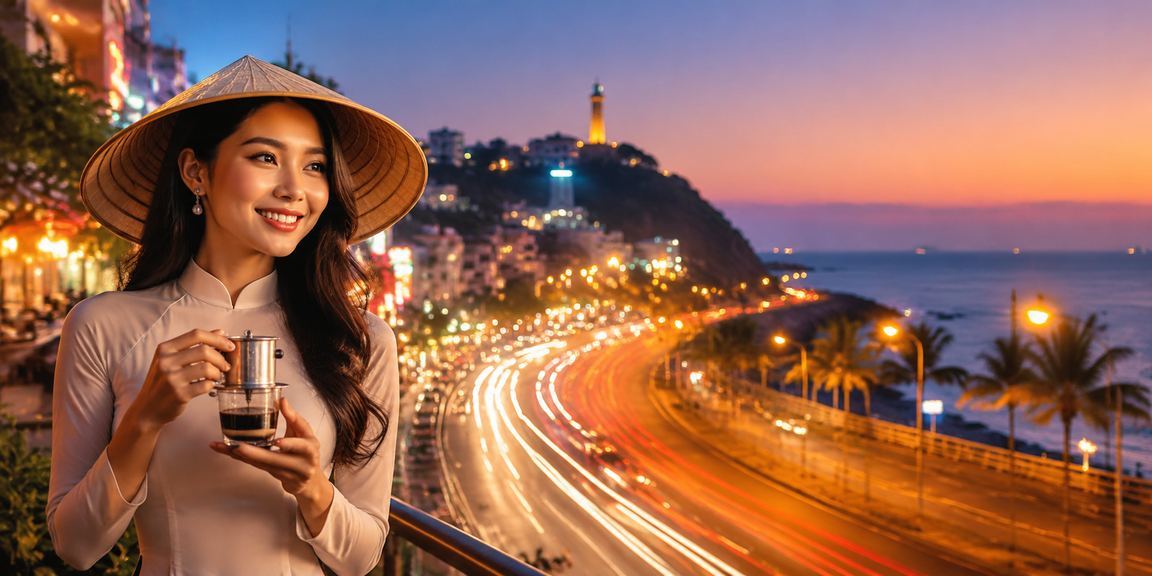 Người phụ nữ đội nón lá tại Vũng Tàu sử dụng điện thoại xem xổ số g60